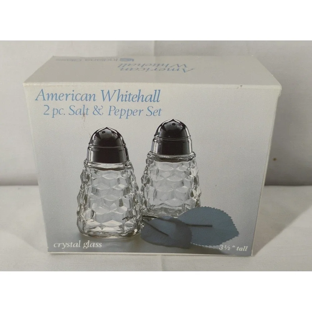 NEW Vintage American Whitehall Crystal Indiana Glass USA Salt & Pepper Shakers‎